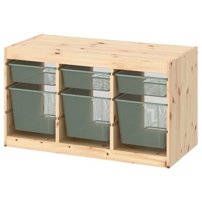 قفسه همراه با باکس توری ایکیا TROFAST ابعاد 93x44x52 سانتی متر / زردان