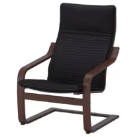 صندلی راحتی تشک مشکی بدنه ی قهوه ای ایکیا POANG