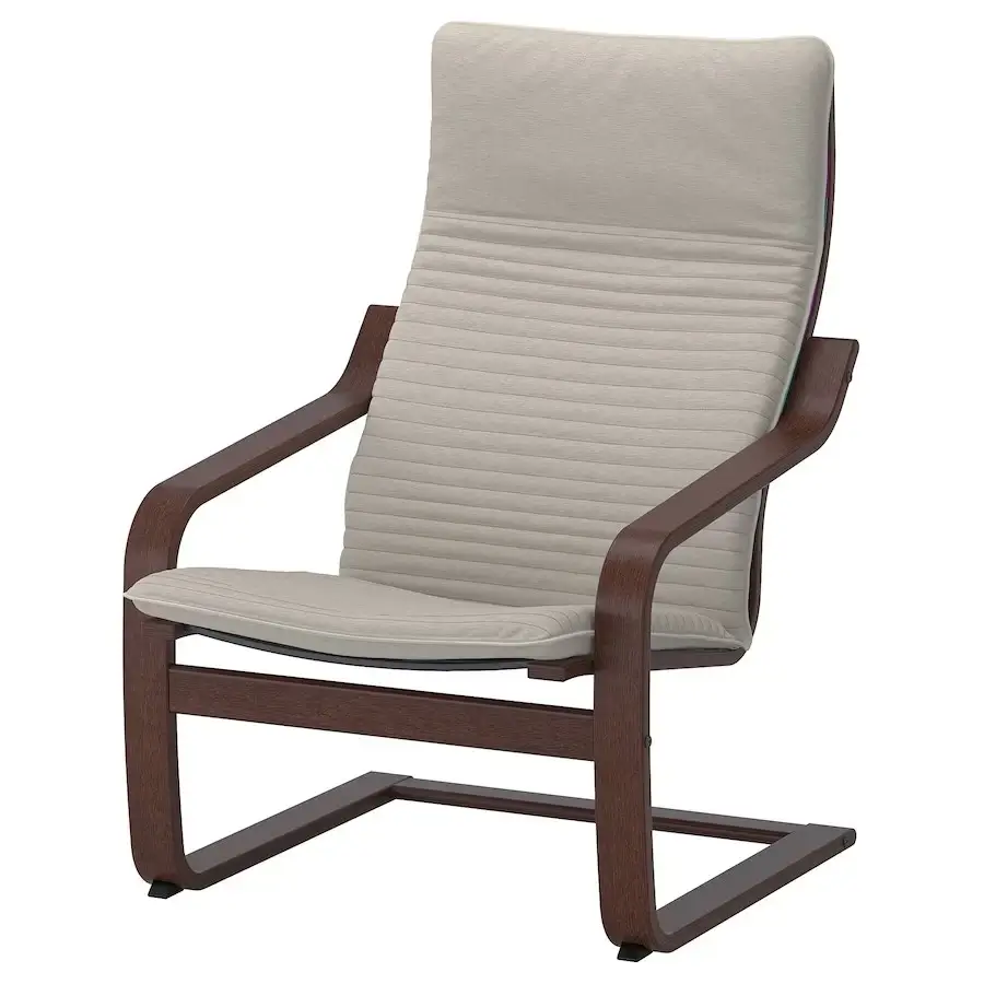 صندلی راحتی تشک بژ بدنه ی قهوه ای ایکیا POANG