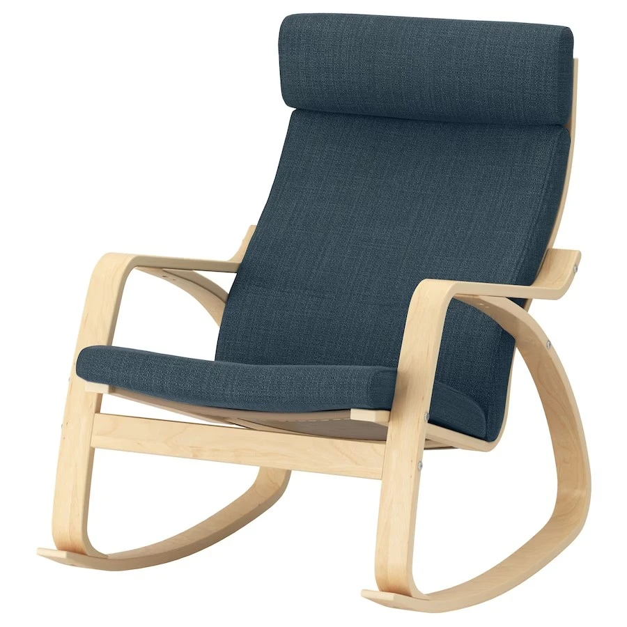 صندلی راحتی تشک آبی بدنه ی چوب ایکیا POANG