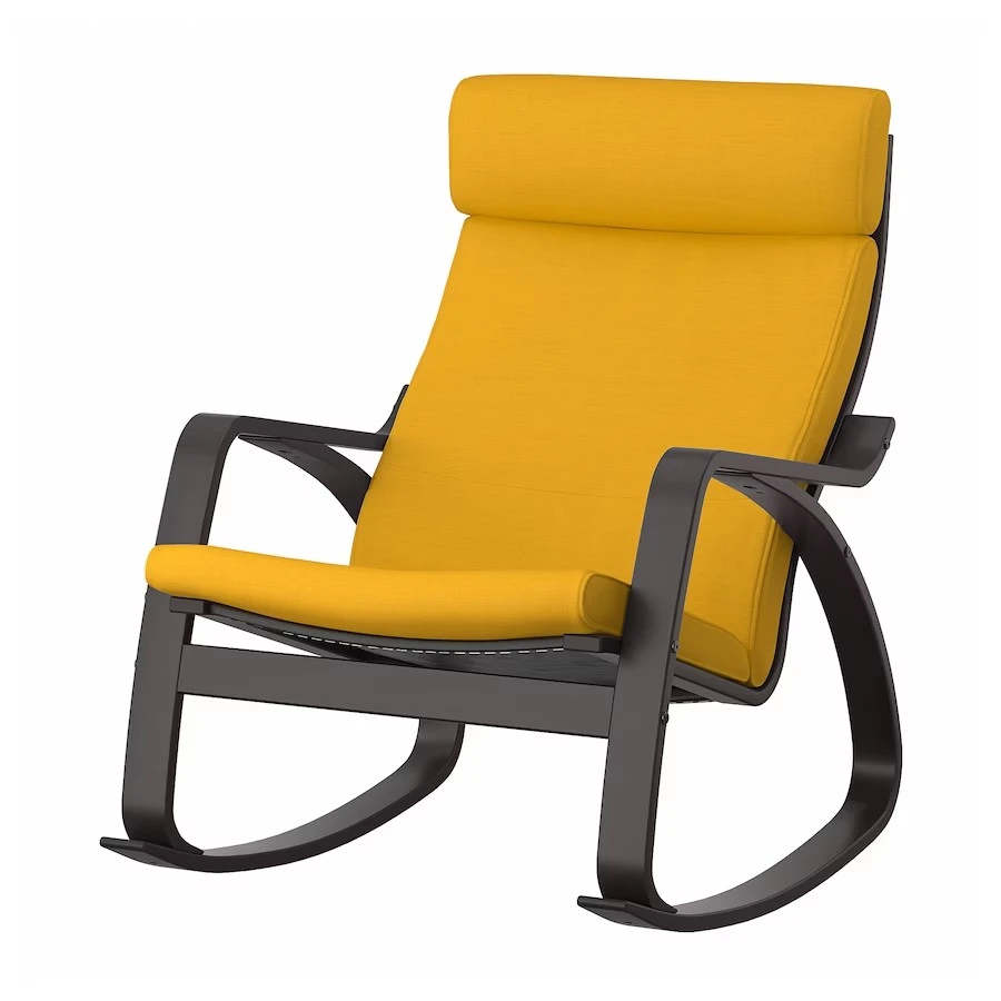 صندلی راحتی تشک زرد بدنه ی مشکی ایکیا POANG