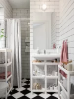 شلف حمام ایکیا مدل VESKEN سفید/ ابعاد ۷۱*۳۳*۳۳ سانتی‌متر