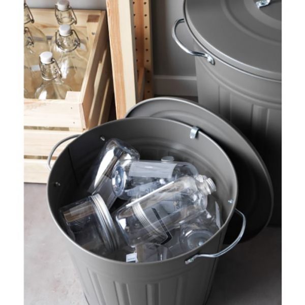 سطل زباله خاکستری 40 لیتری ایکیا KNODD / زردان