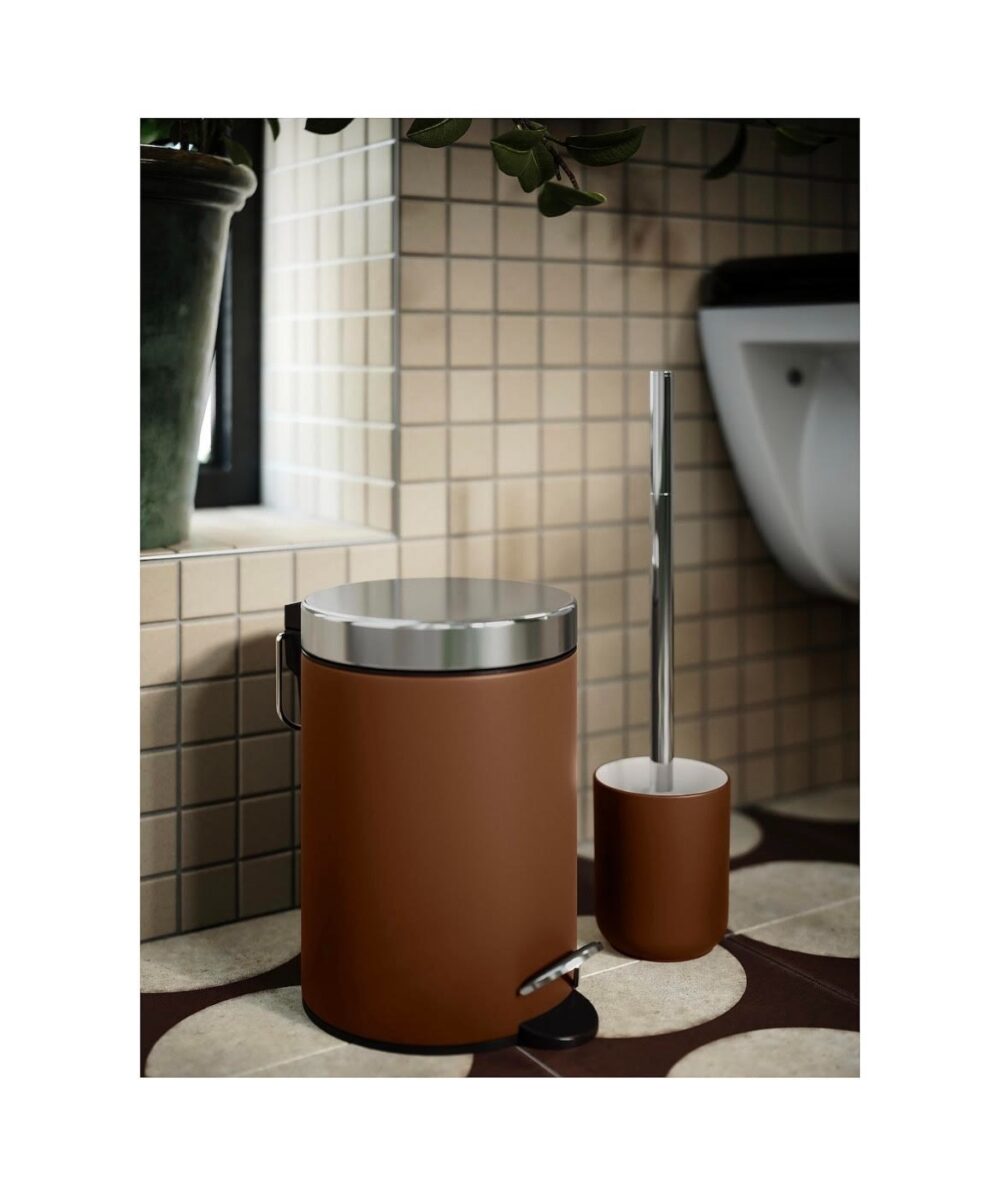 برس توالت قهوه ای ایکیا EKOLN همراه با سطل زباله