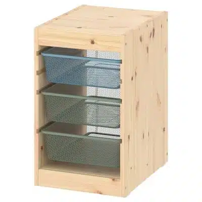 شلف همراه با باکس توری آبی و یشمی ایکیا TROFAST / ایکیا زردان تهران