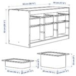 ابعاد قفسه همراه با باکس توری ایکیا قرمز روشن TROFAST ابعاد 93x44x52 سانتی متر