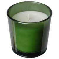 شمع معطر شیشه ای ایکیا VINTERFINT سبز/ رایحه ادویه‌ای تند/ سوخت 25 ساعت