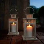 فانوس برای شمع استوانه‌ای ایکیا BORRBY بژ سایز 28 سانتی‌متر/ مخصوص فضای داخلی و خارجی