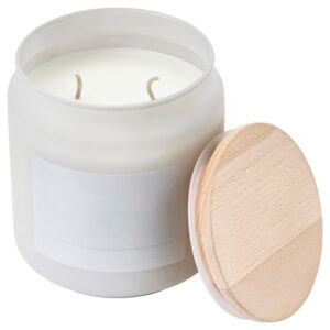 شمع معطر شیشه ‌ای دو فیتیله ایکیا ADELTUJA با درب چوبی