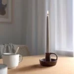 خرید آنلاین شمع بدون عطر ایکیا KLOKHET مجموعه 8 عددی/ رنگ خاکستری تیره-بژ