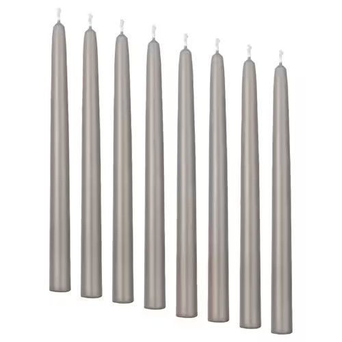 شمع قلمی بدون عطر ایکیا KLOKHET خاکستری بسته 8 عددی/ سایز 25 سانتی متر