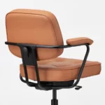 صندلی چرم چرخان ایکیا مدل ALEFJALL طلایی - قهوه‌ای