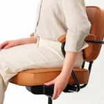 صندلی اداری چرخ دار ایکیا مدل ALEFJALL طلایی - قهوه‌ای