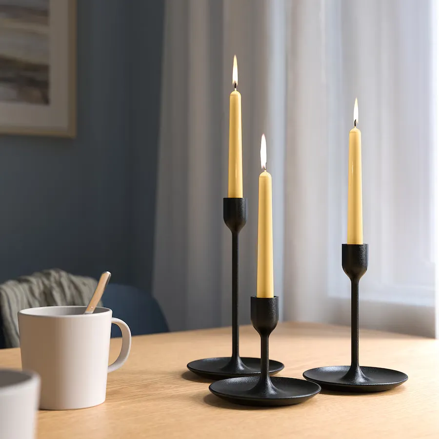 خرید آنلاین شمع بدون عطر ایکیا مدل KLOKHET زرد کم‌رنگ