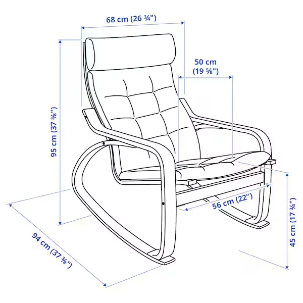 خرید آنلاین صندلی راک ایکیا POANG روکش چوبی توس/ بژ گونارد
