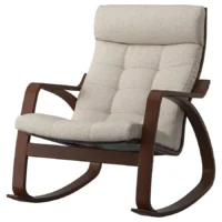 صندلی راک ایکیا مدل POANG قهوه‌ای/ روکش گونارد بژ