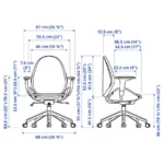 انواع صندلی اداری ایکیا مدل HATTEFJALL با روکش گونارد خاکستری متوسط