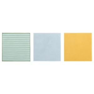 ست 3 تایی دستمال میکروفایبر ایکیا PEPPRIG سبز آبی/ زرد، سایز 28x28 سانتی‌متر