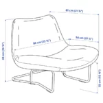ابعاد صندلی راحتی ایکیا SOTENAS زرد با روکش هاکبو