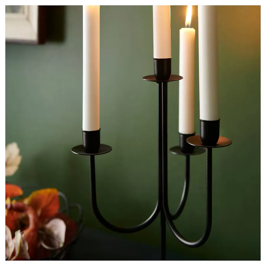 جا شمعی ایکیا مدل HOSTAGILLE مشکی ۴ شاخه ۳۷ سانتی‌متر