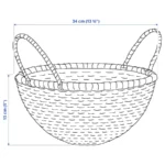 خرید سبد حصیری ایکیا مدل HOKRUBBA قطر ۳۴ سانتی‌متر