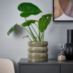 گلدان سفالی ایکیا مدل HASSELBUKETT سبز/ قهوه‌ای ۱۵ سانتی‌متر