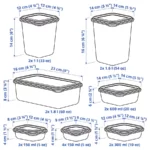 انواع ظرف نگهدارنده غذا درب دار ایکیا مدل PRUTA سبز ست ۱۷تایی