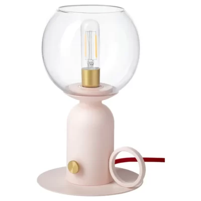 آباژور رومیزی ایکیا مدل ASKMULLER، قابل تنظیم/ صورتی کم‌رنگ/قرمز