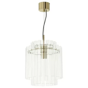 لوستر آویز ایکیا مدل  STOCKHOLM 2025، شیشه‌ای/برنجی، ۳۸ سانتی‌متر