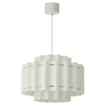 لوستر آویز ایکیا مدل  STOCKHOLM 2025 سفید پارچه‌ای/برنجی، ۵۰ سانتی‌متر