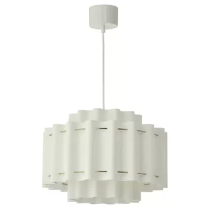 لوستر آویز ایکیا مدل  STOCKHOLM 2025 سفید پارچه‌ای/برنجی، ۵۰ سانتی‌متر