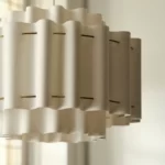 لوستر پارچه ای آویز ایکیا مدل  STOCKHOLM 2025 سفید پارچه‌ای/برنجی، ۵۰ سانتی‌متر