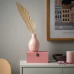 گلدان سرامیکی ایکیا مدل BLODBJORK، صورتی کم‌رنگ/آبی