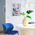 انواع گلدان ایکیا مدل BLODBJORK، راه‌راه سفید/زرد