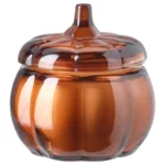 شمع معطر در لیوان ایکیا مدل HOSTAGILLE ، رایحه کدو تنبل ادویه‌ای/قهوه‌ای
