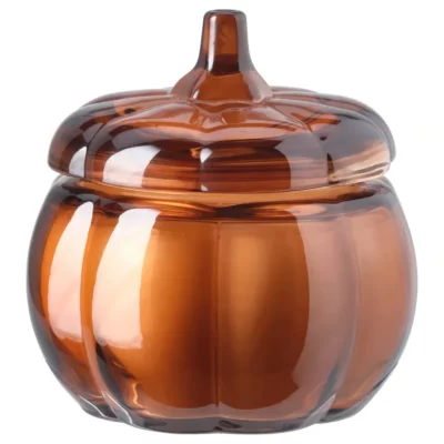 شمع معطر در لیوان ایکیا مدل HOSTAGILLE ، رایحه کدو تنبل ادویه‌ای/قهوه‌ای