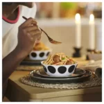 خرید کاسه ایکیا مدل OFTAST، سفید و مشکی با طرح نقطه‌ای، ۱۵ سانتی‌متر