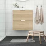 انواع پادری حمام ایکیا مدل TOFTBO، خاکستری روشن-سفید/ملانژ