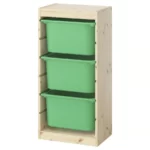 ترکیب نظم‌ دهنده با جعبه‌ ایکیا مدل TROFAST چوب کاج/ سبز روشن، ۴۴x۳۰x۹۱