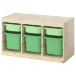 ترکیب نظم‌ دهنده با جعبه‌ ایکیا مدل TROFAST چوب کاج/ سبز ملایم/ سبز روشن