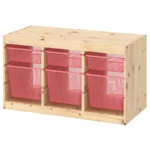 ترکیب نظم‌ دهنده با جعبه‌ ایکیا مدل TROFAST چوب کاج/ قرمز ملایم