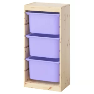 ترکیب نظم‌ دهنده با جعبه‌ ایکیا مدل TROFAST چوب کاج/ یاسی، ۴۴x۳۰x۹۱