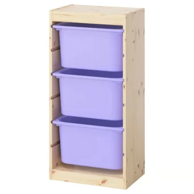 ترکیب نظم‌ دهنده با جعبه‌ ایکیا مدل TROFAST چوب کاج/ یاسی، ۴۴x۳۰x۹۱