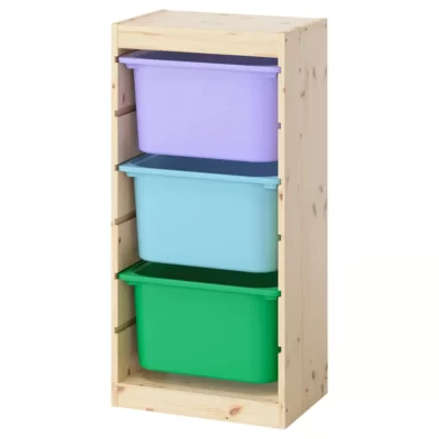 ترکیب نظم‌ دهنده با جعبه‌ ایکیا مدل TROFAST چوب کاج/ چند رنگ، ۴۴x۳۰x۹۱