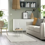 انواع فرش ایکیا مدل ARENDE با پرز بلند، رنگ کرم روشن