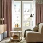 پرده ساده پشت‌پرده‌دار ایکیا مدل BENGTA، صورتی روشن