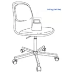 صندلی چرخ دار ایکیا مدل ORFJAL فریم مشکی/ روکش ویسل قرمز