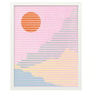 قاب با پوستر ایکیا مدل RODALM، غروب آفتاب راه‌راه، ۴۰×۵۰ سانتی‌متر