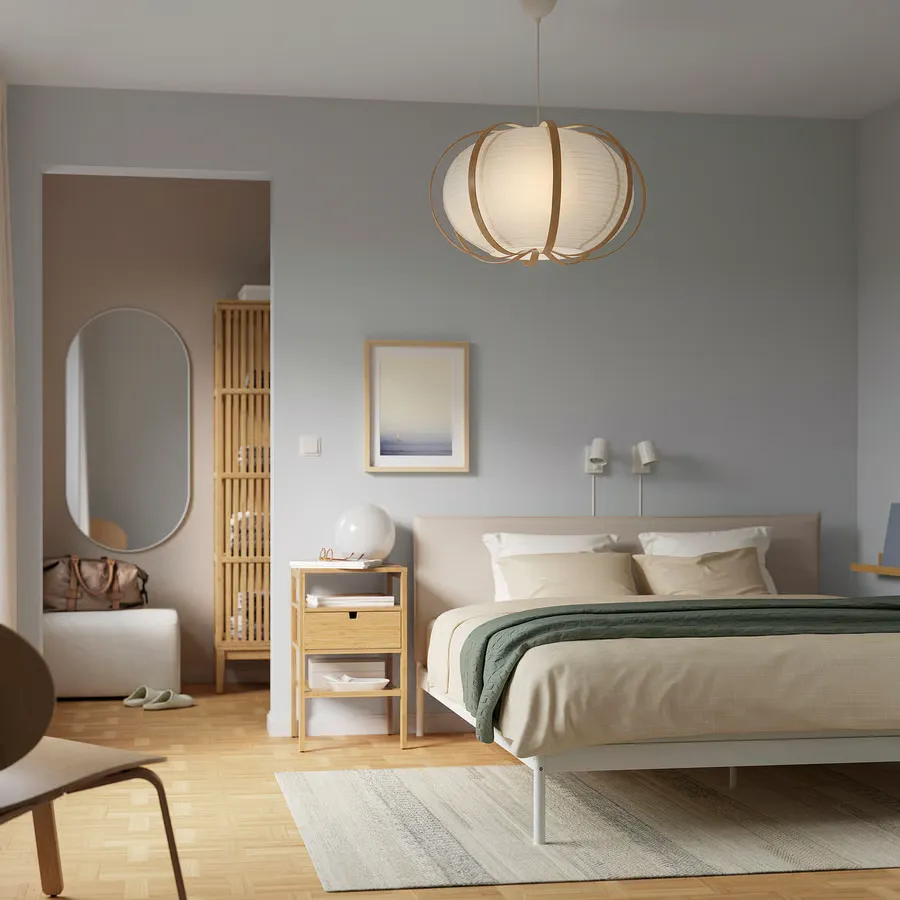 انواع کلاهک/شید چراغ آویز ایکیا مدل TAGGTOFS، سفید/بامبو