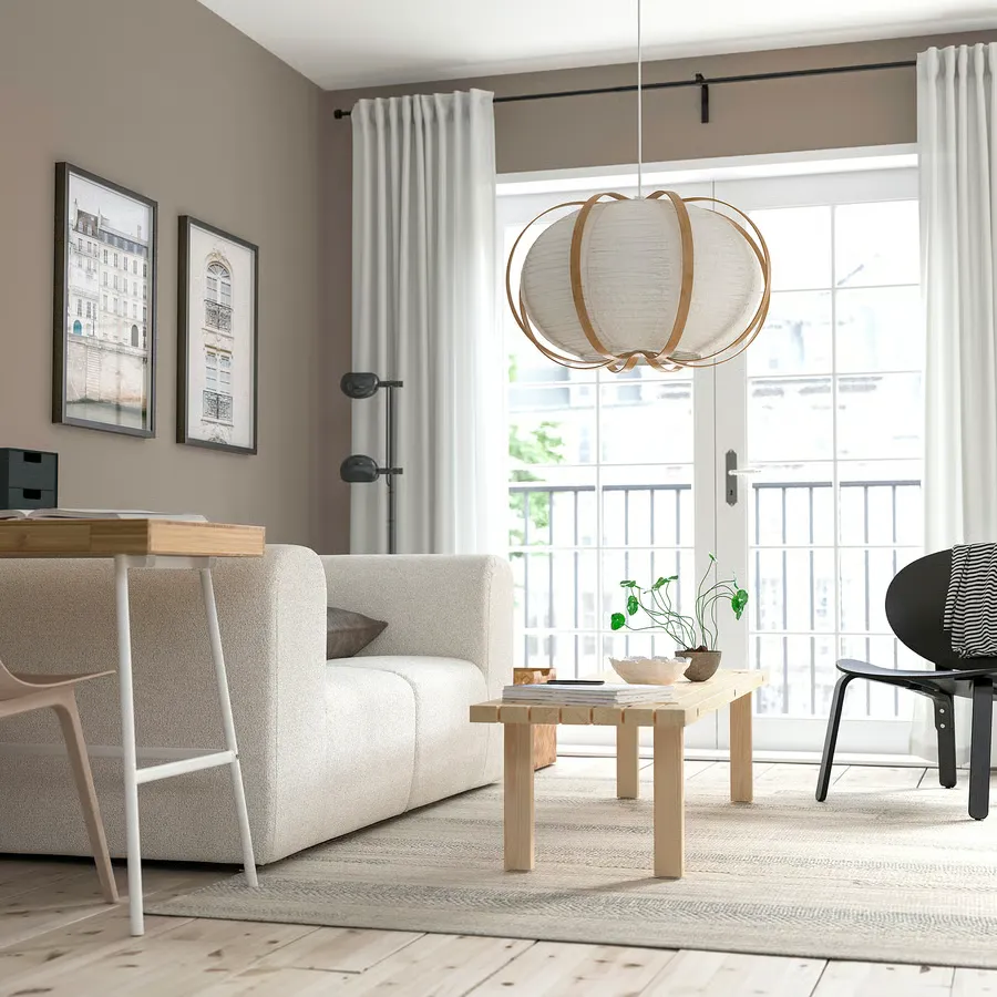 کلاهک/شید کاغذی چراغ آویز ایکیا مدل TAGGTOFS، سفید/بامبو